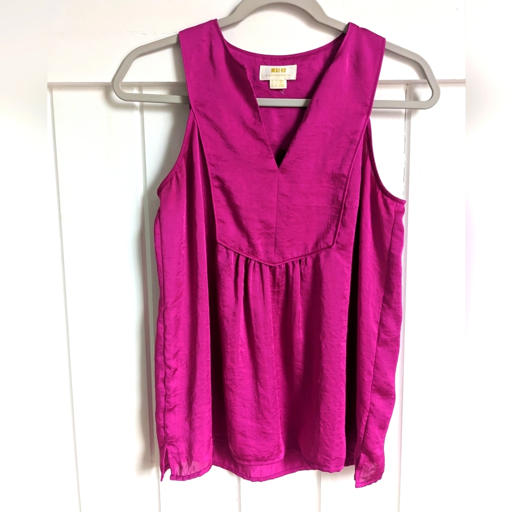 Maeve by Anthropologie Magenta Silky Tank Top | 2